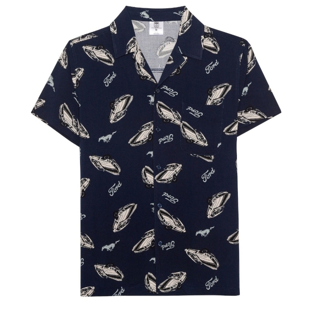 Ford Mustang Navy Button Down Shirt S